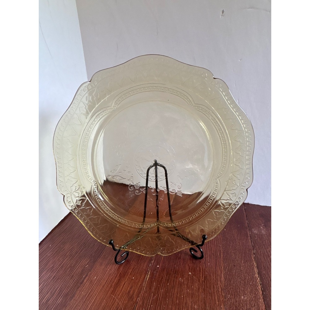 Federal Glass Patrician Spoke Amber Depression Glass Dinner Plate 10.5" Vintage
